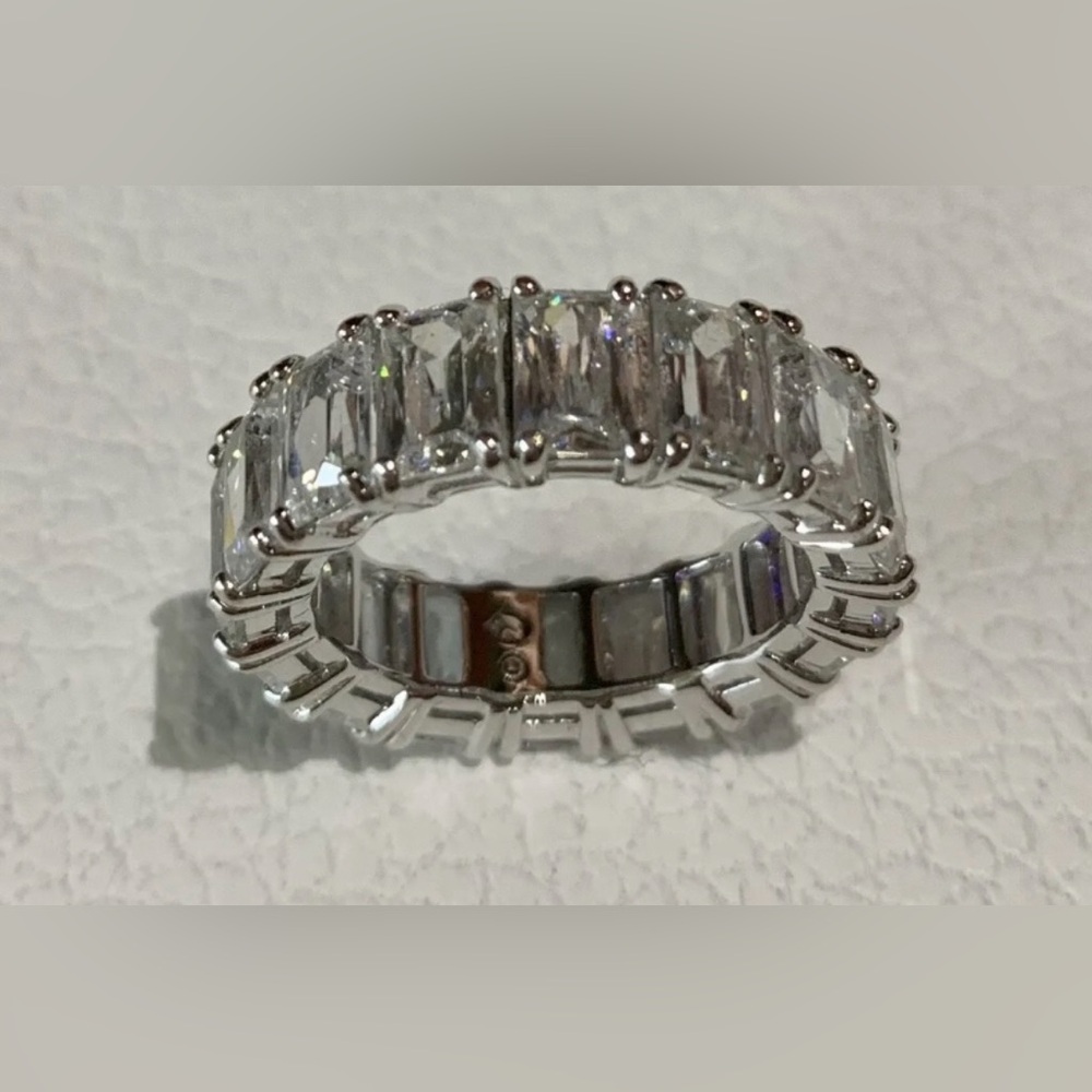 Signed Swarovski Silver Vittore Rectangular Cut Ring |  7 | New - Picture 16 of 16